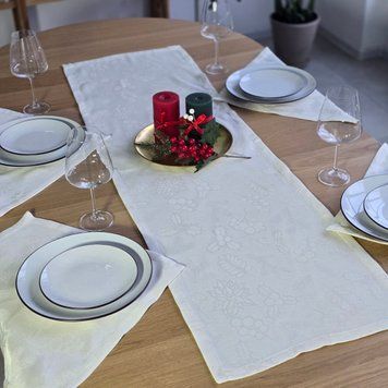 Новорічний ранер молочний Дубочки 40*140 см  210-2 1/1 Р фото
