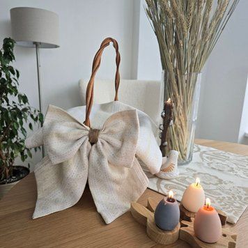 Великодній набір "Нота" основа льон, орнамент білий рушник 35*61 см 61 1/1 ВН фото